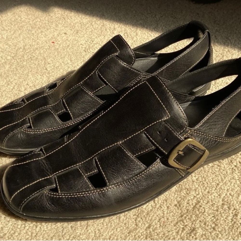 Cole Haan Black Leather Fisherman Sandals Men’s Pre-Owned Excellent Condition